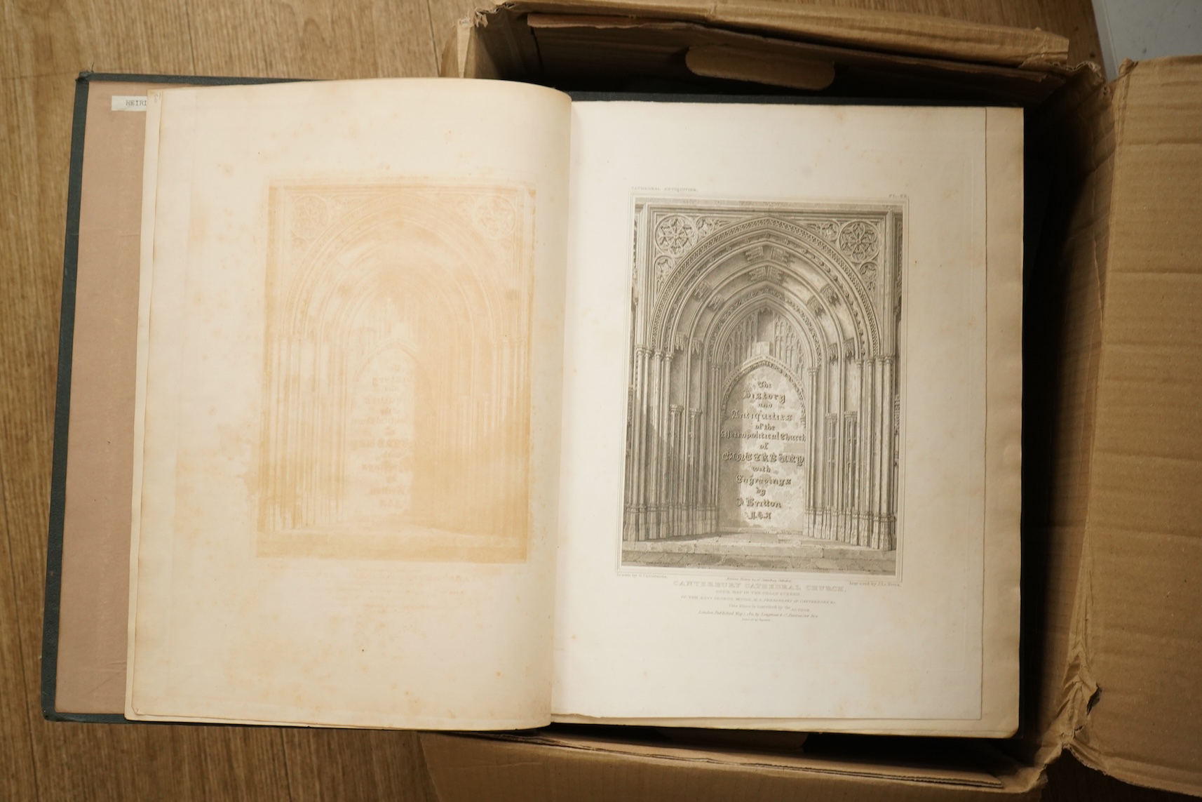 Britton, John - Cathedral Antiquities of Great Britain, 6 vols., comprising (bound together): Canterbury and York; Sailsbury and Norwich; Winchester, Lichfield and Oxford; Wells and Exeter; Peterborough, Gloucester and B